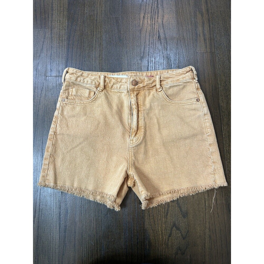 Anthropologie Pilcro High Rise Denim Shorts Mustard Brown Womens Size 27 Cut Off
